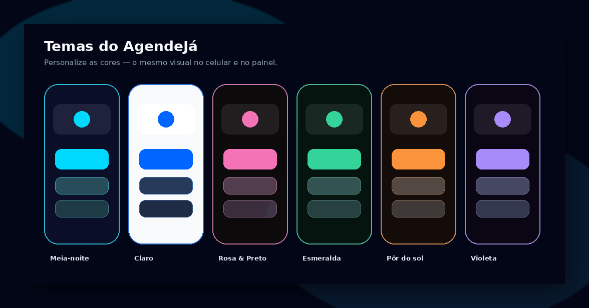Temas de cores do app AgendeJá
